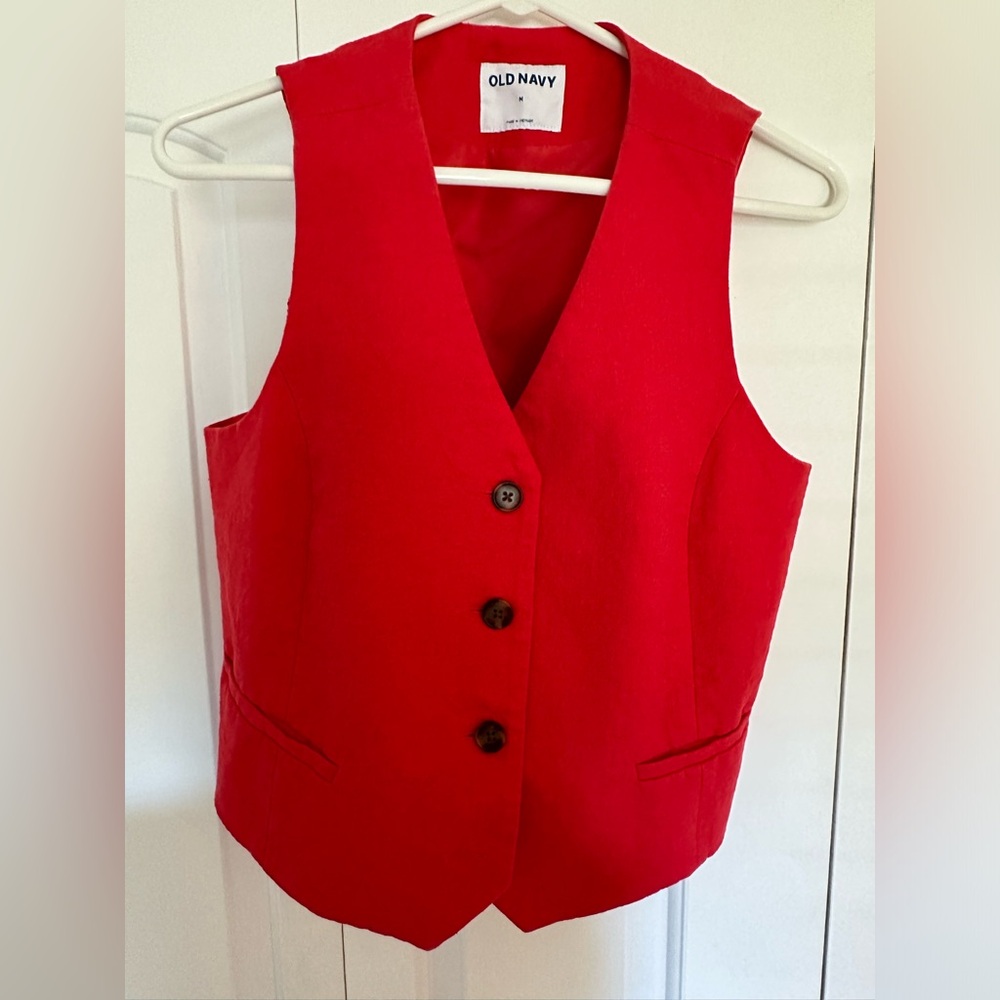 Old Navy Red Button-Down Vest